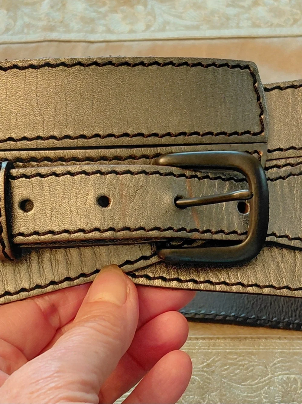 Linea Pelle Collection Wide Corset Bronze Leather Belt, size M